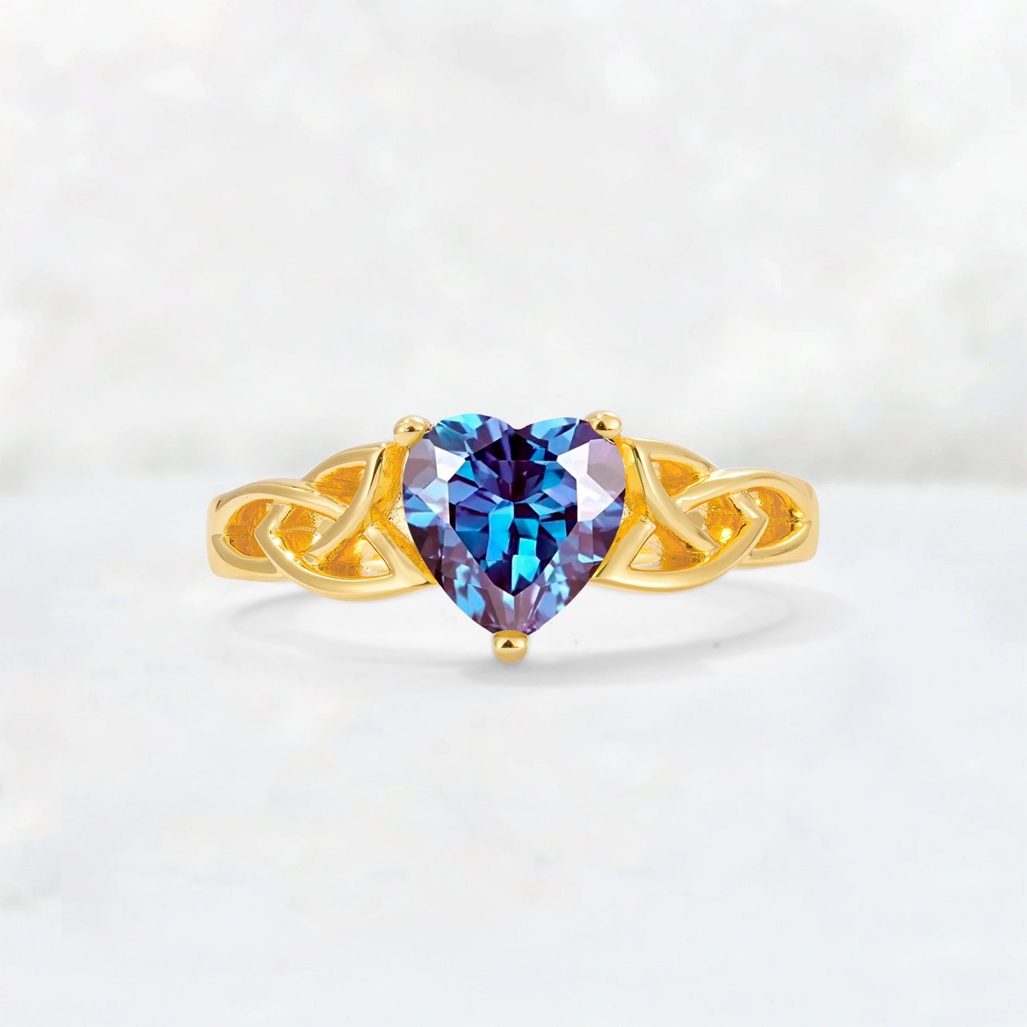 Heart Cut Alexandrite Celtic Knot Engagement Ring - Additional view