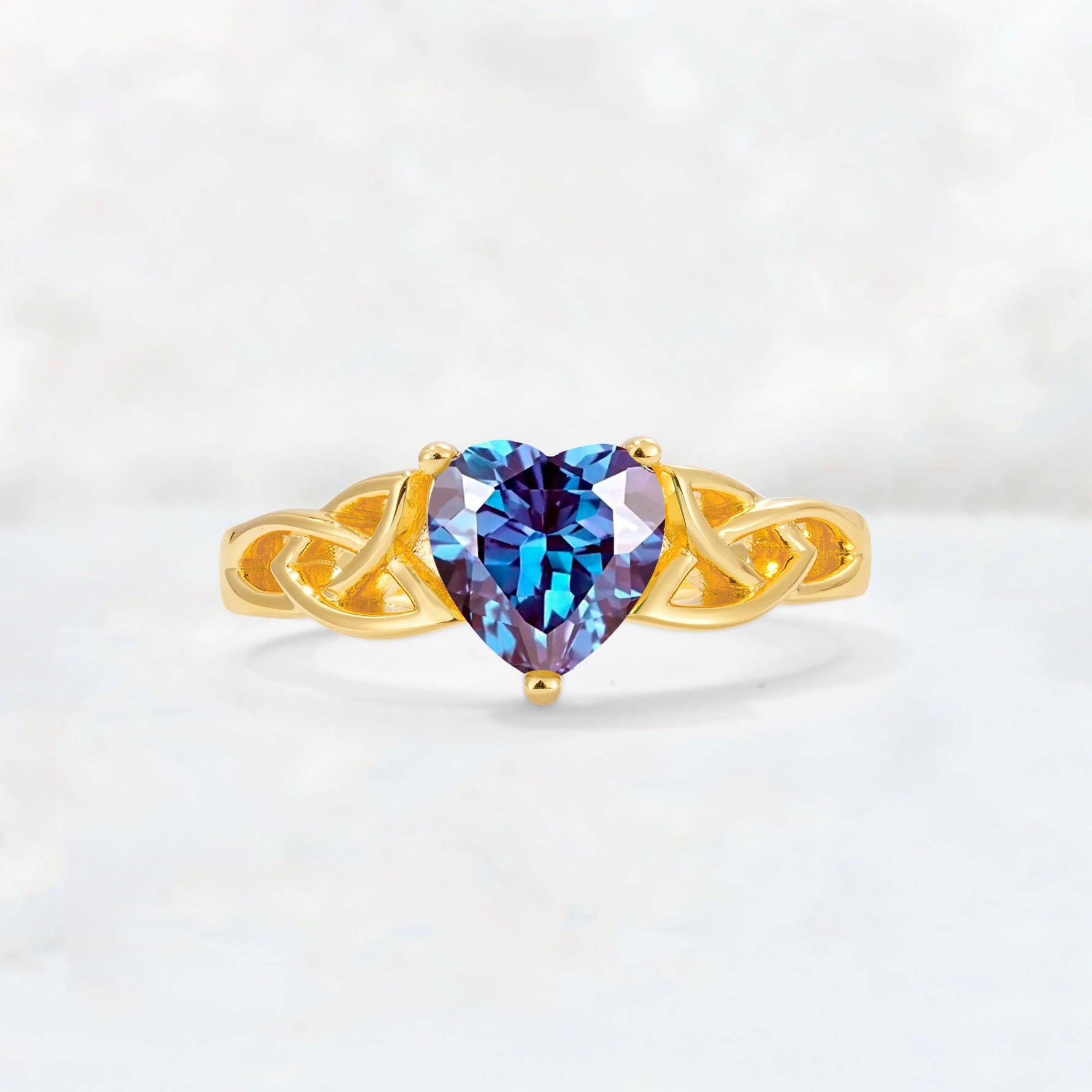 Heart Cut Alexandrite Celtic Knot Engagement Ring - Additional view