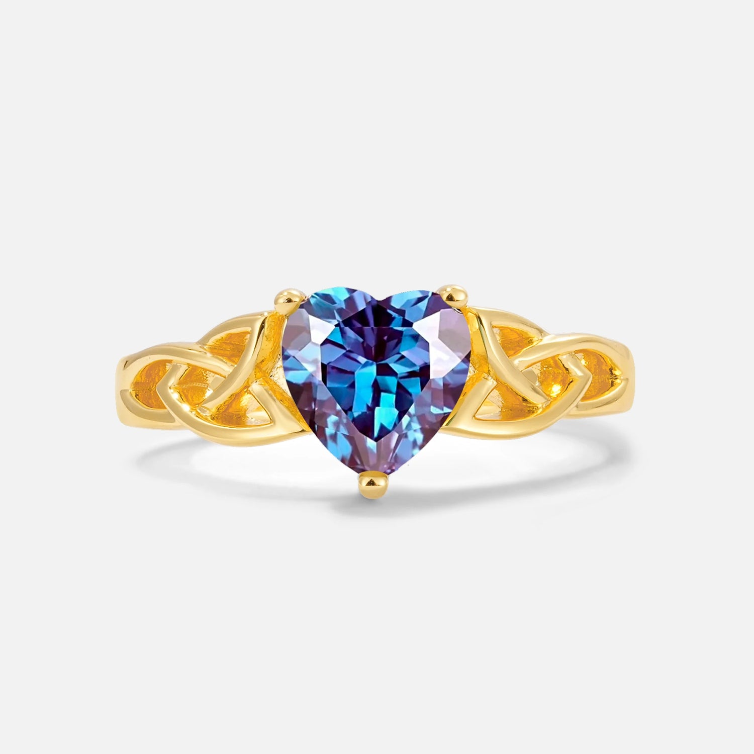 Heart Cut Alexandrite Celtic Knot Engagement Ring