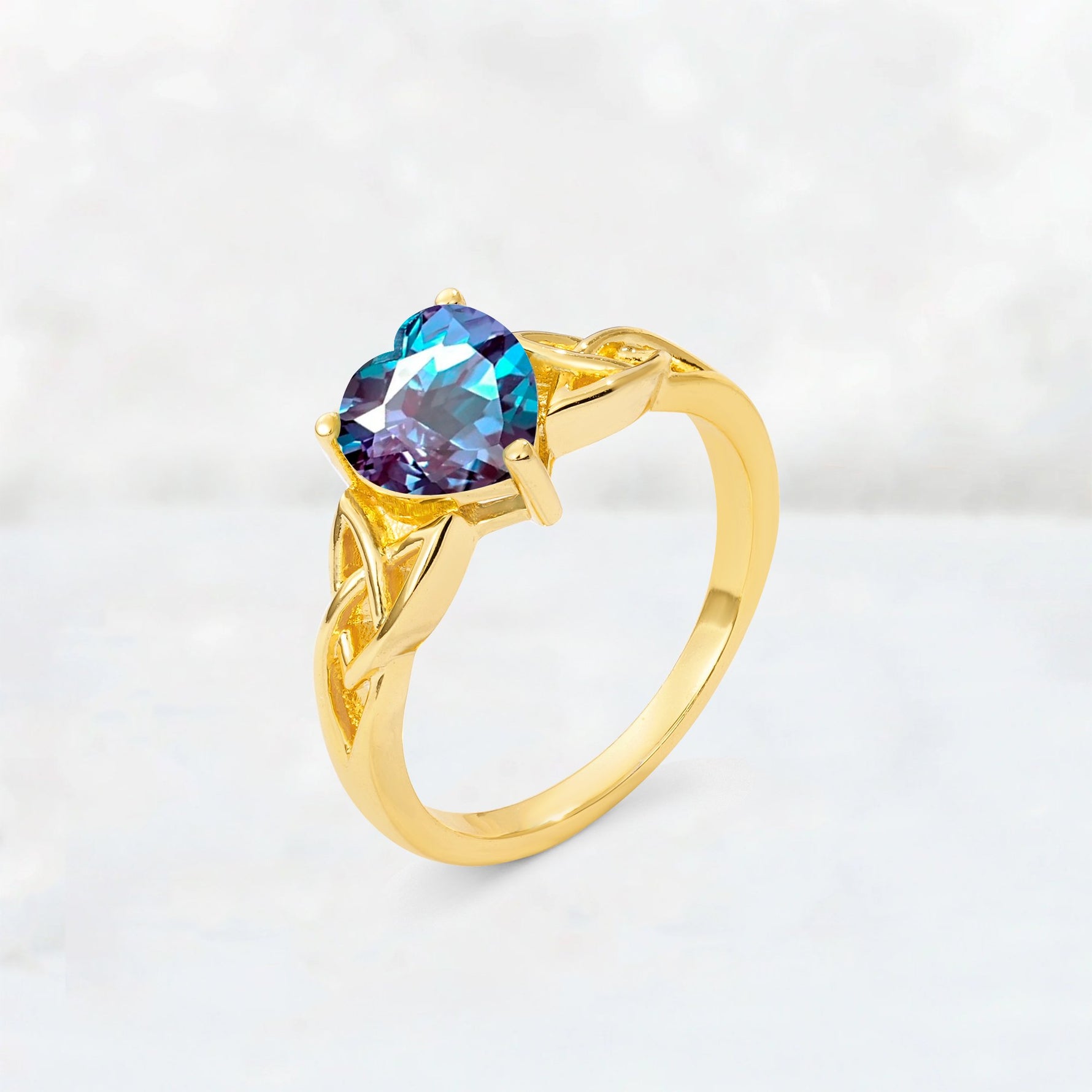 Heart Cut Alexandrite Celtic Knot Engagement Ring - Additional view