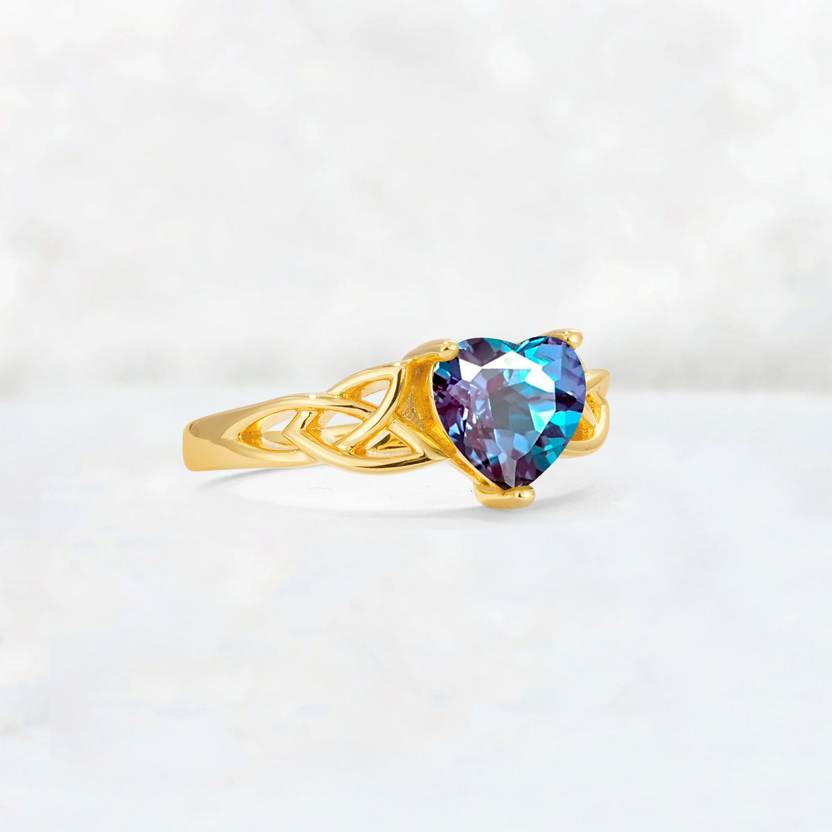 Heart Cut Alexandrite Celtic Knot Engagement Ring - Additional view