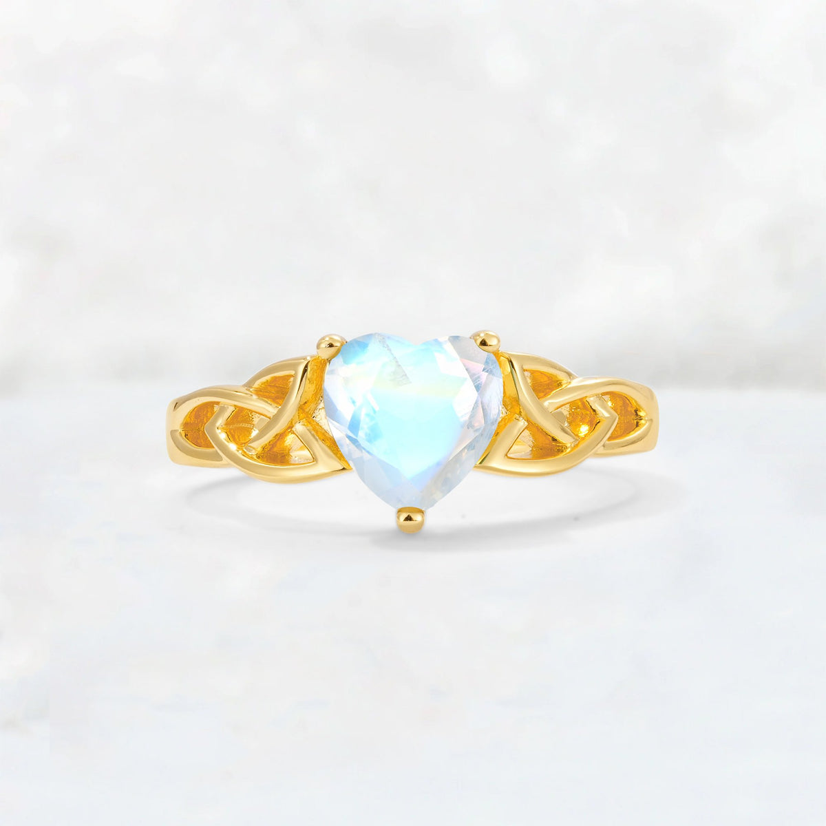 Heart Cut Moonstone Celtic Knot Engagement Ring - Additional view