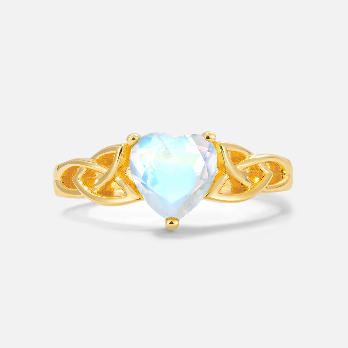 Heart Cut Moonstone Celtic Knot Engagement Ring
