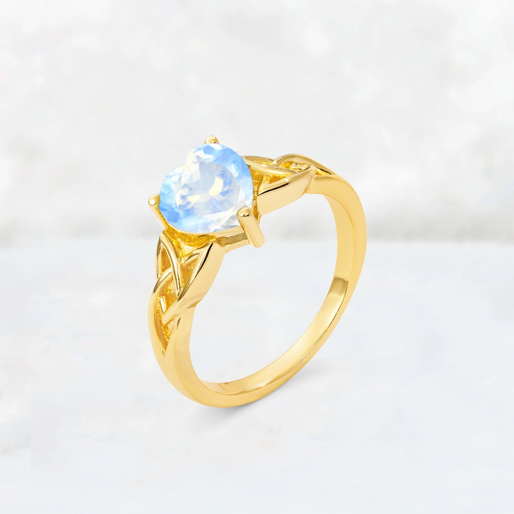 Heart Cut Moonstone Celtic Knot Engagement Ring - Additional view