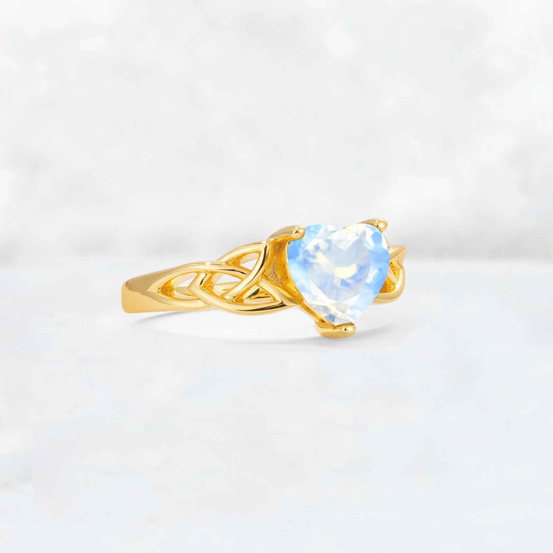 Heart Cut Moonstone Celtic Knot Engagement Ring - Additional view