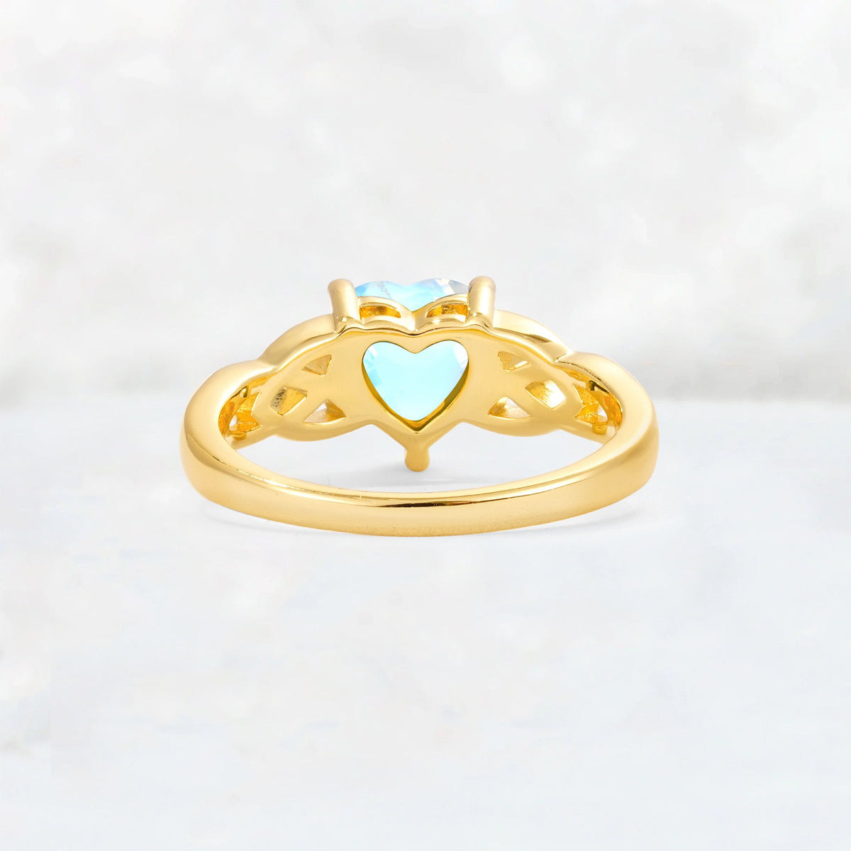 Heart Cut Moonstone Celtic Knot Engagement Ring - Additional view