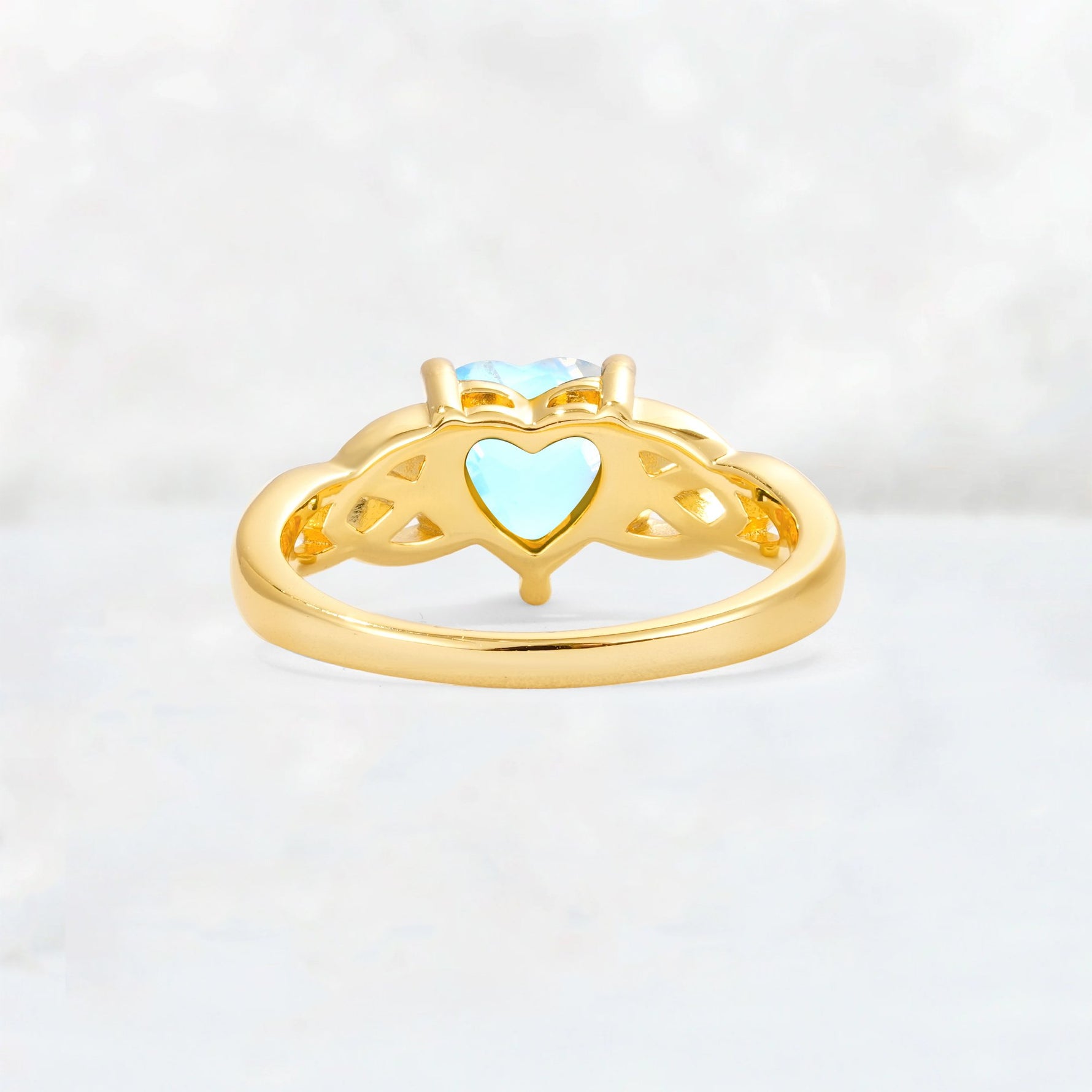 Heart Cut Moonstone Celtic Knot Engagement Ring - Additional view