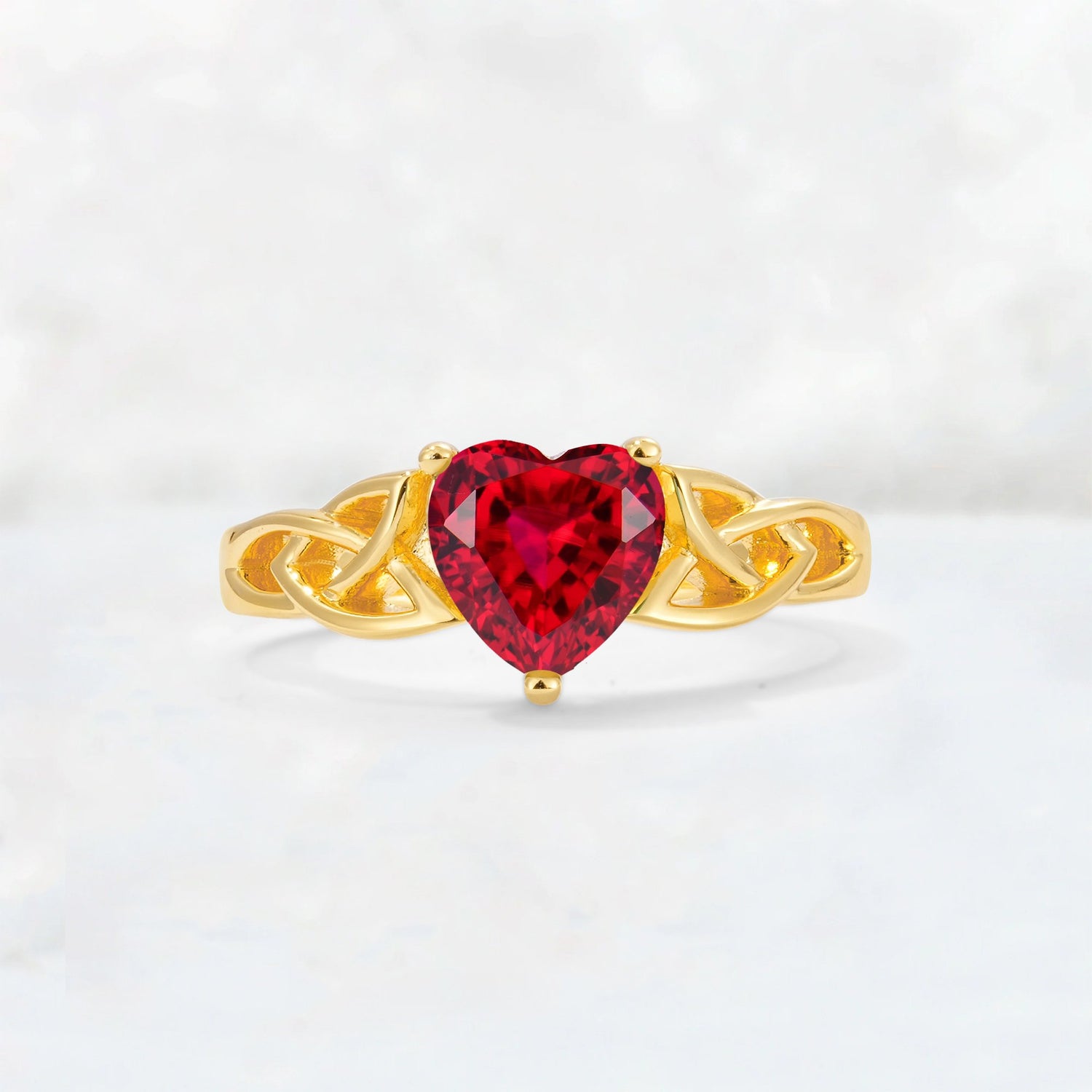 Heart Cut Ruby Celtic Knot Engagement Ring - Additional view