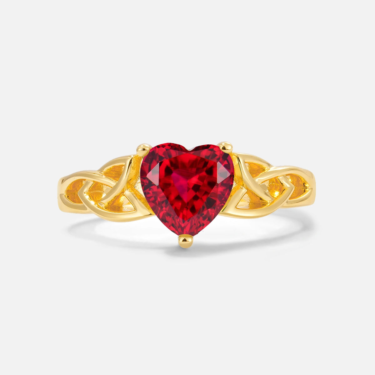 Heart Cut Ruby Celtic Knot Engagement Ring