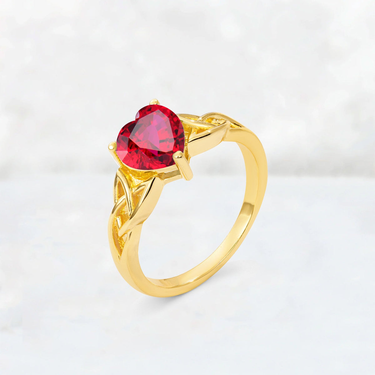 Heart Cut Ruby Celtic Knot Engagement Ring - Additional view