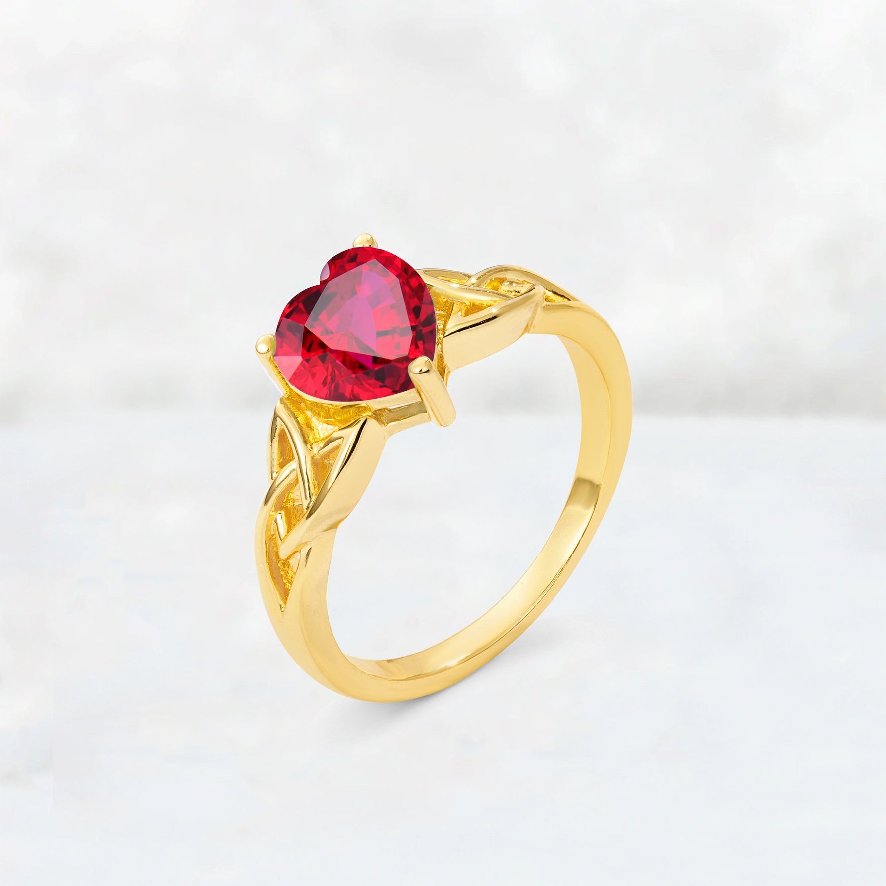 Heart Cut Ruby Celtic Knot Engagement Ring - Additional view