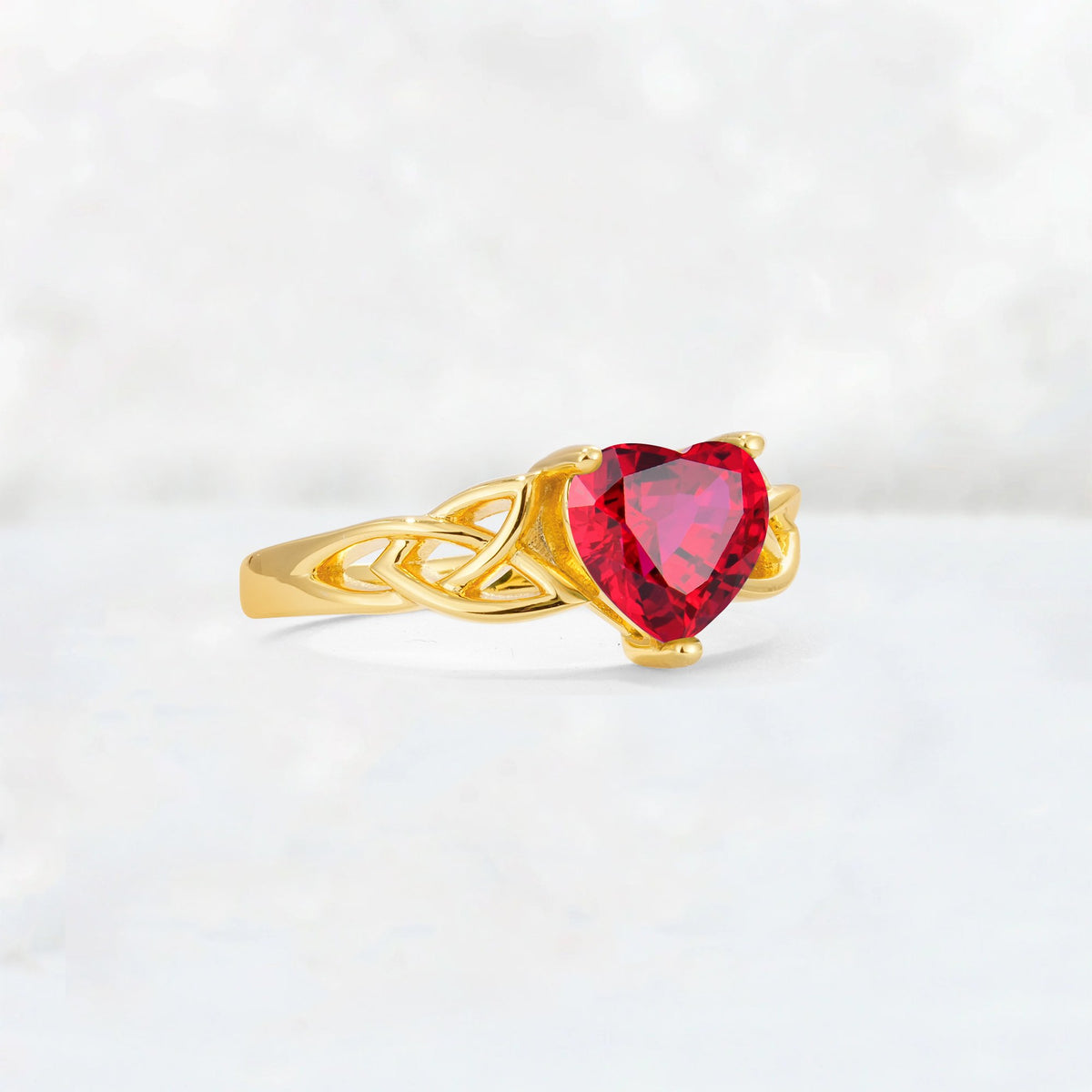 Heart Cut Ruby Celtic Knot Engagement Ring - Additional view