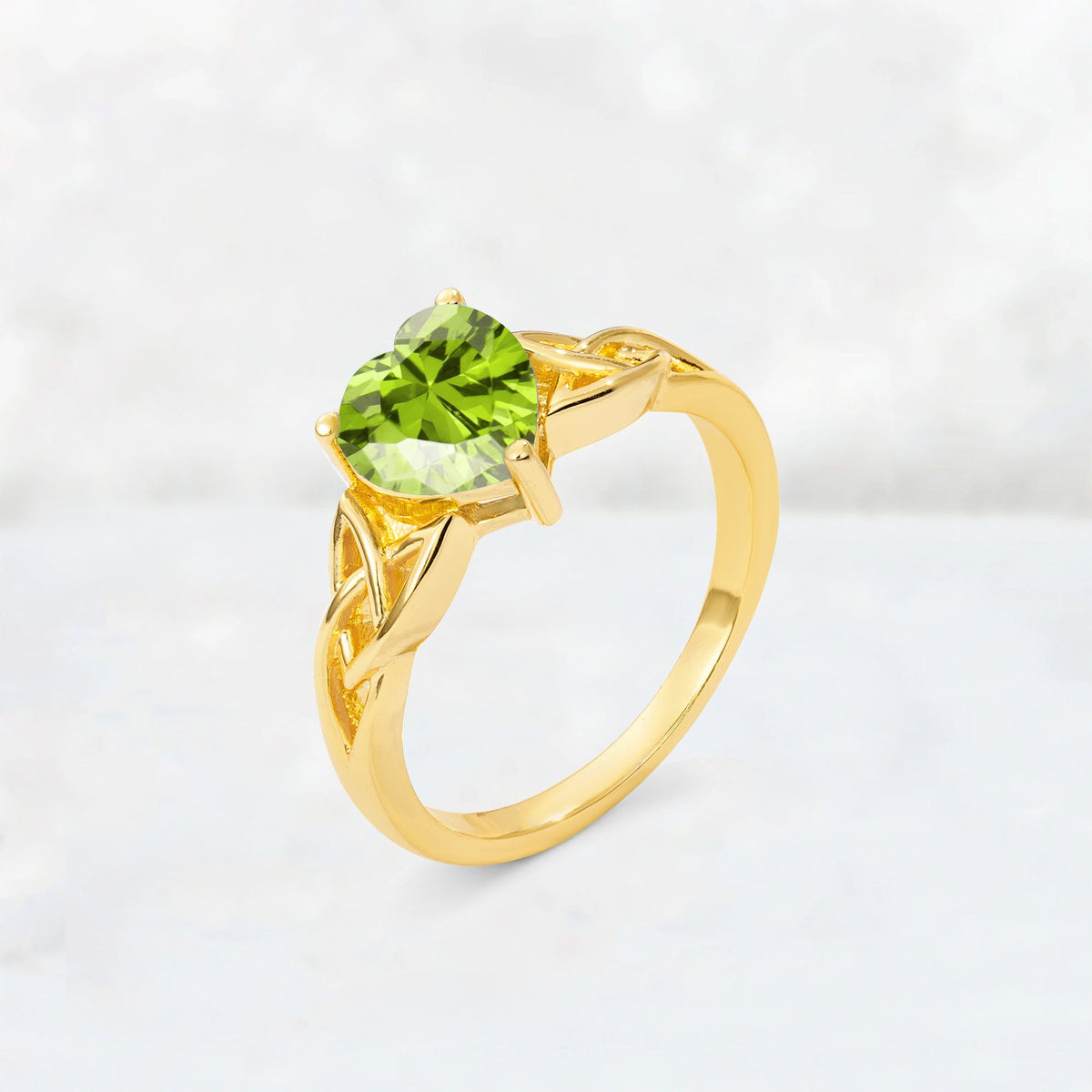 Heart Cut Peridot Celtic Knot Engagement Ring - Additional view