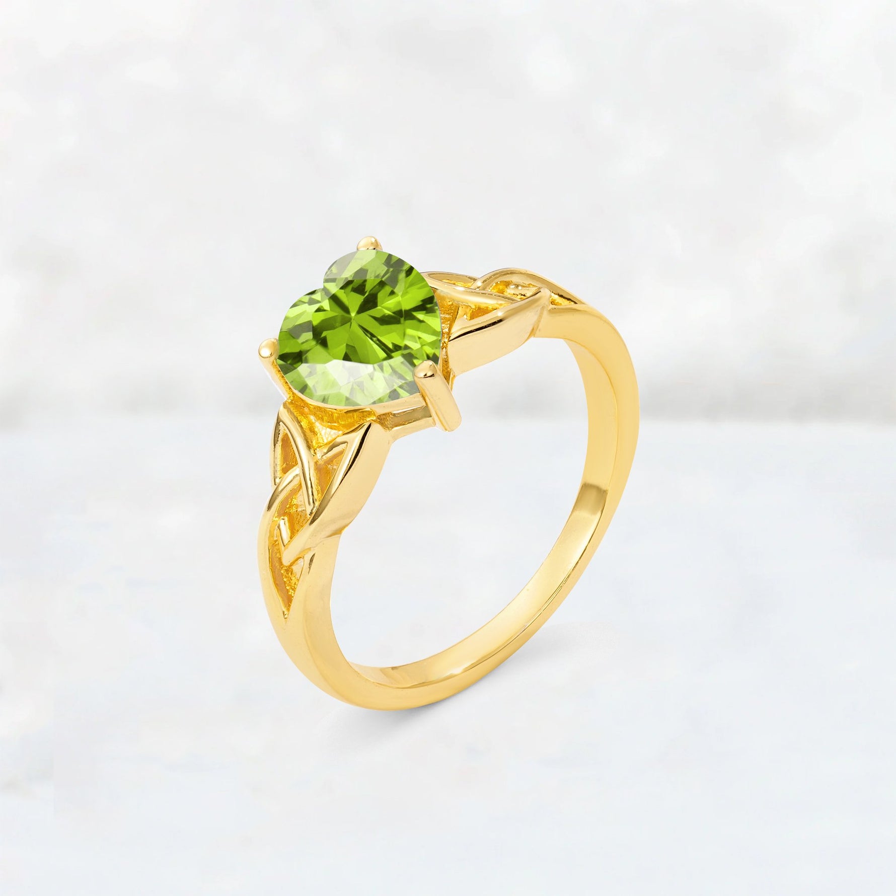 Heart Cut Peridot Celtic Knot Engagement Ring - Additional view