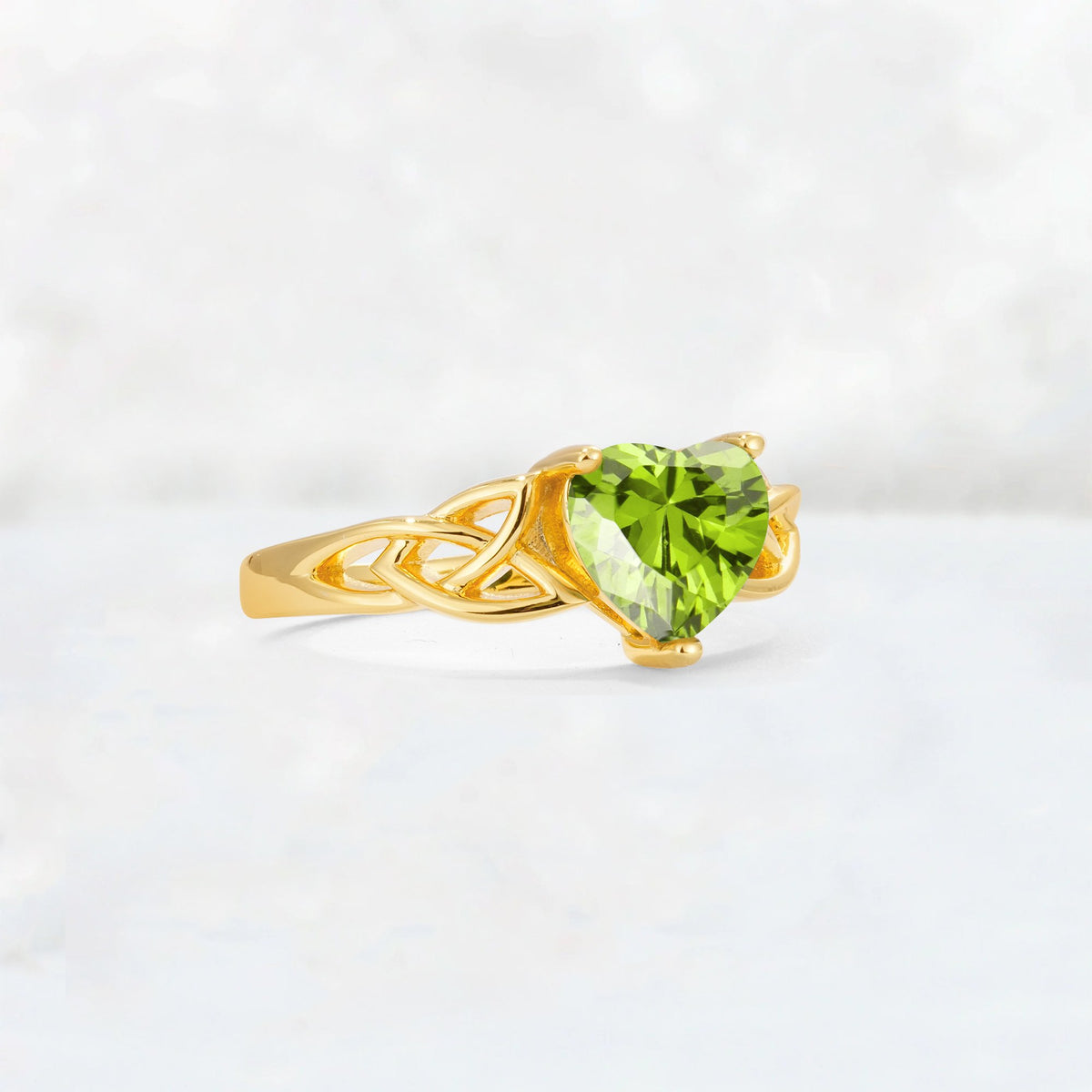 Heart Cut Peridot Celtic Knot Engagement Ring - Additional view