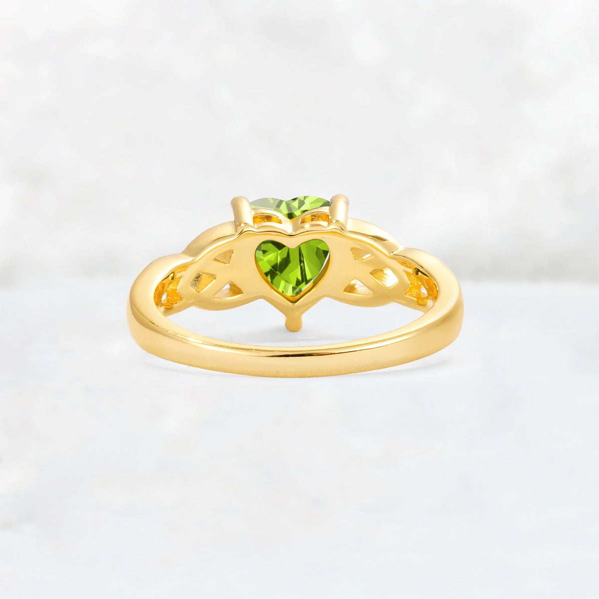 Heart Cut Peridot Celtic Knot Engagement Ring - Additional view