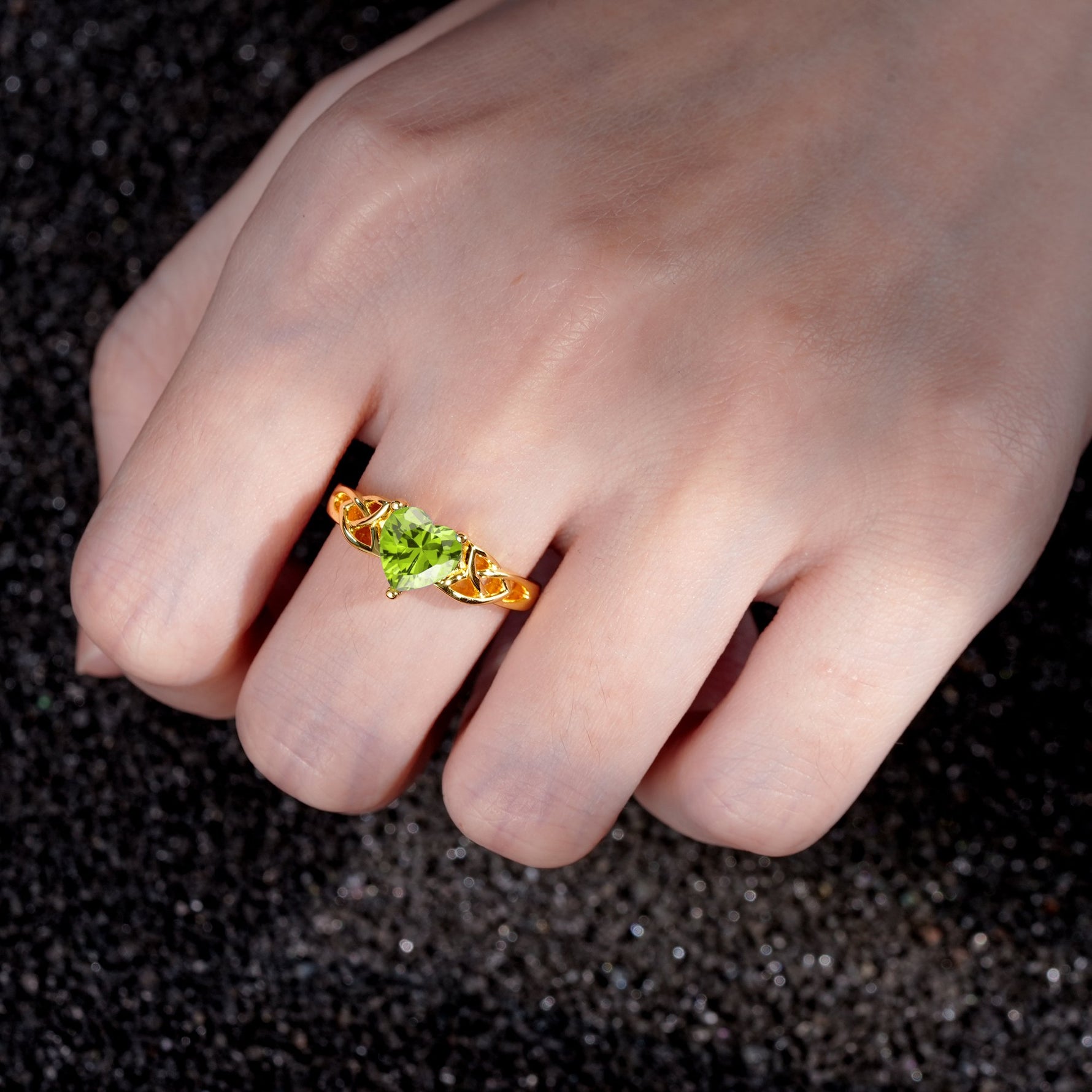 Heart Cut Peridot Celtic Knot Engagement Ring - Additional view