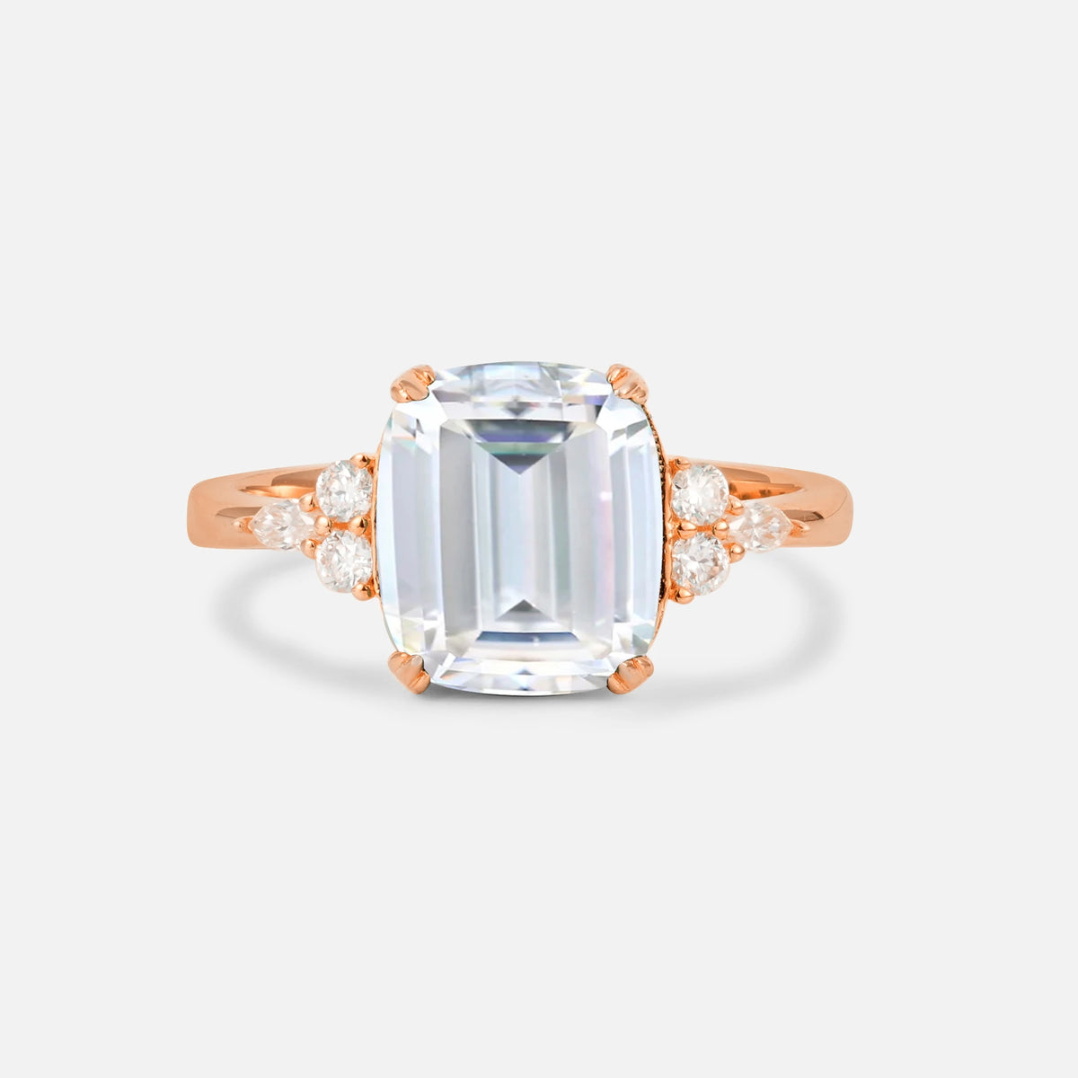 Cushion Cut Moissanite Engagement Ring with Side Stones - Additional view