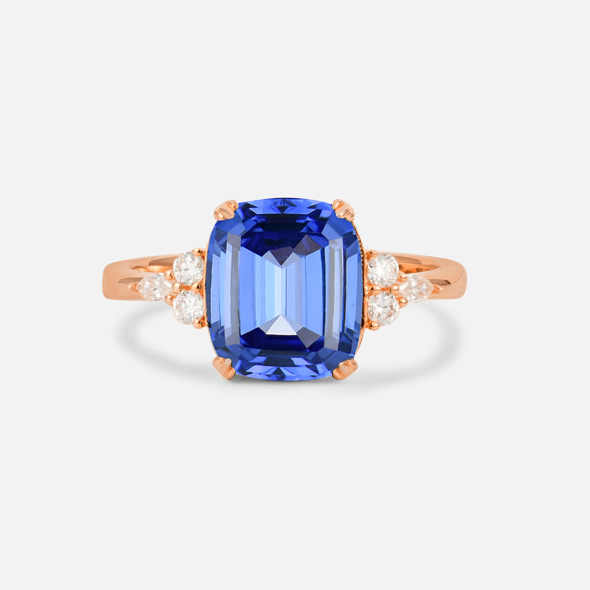 Cushion Cut Sapphire Engagement Ring with Side Stones - Additional view