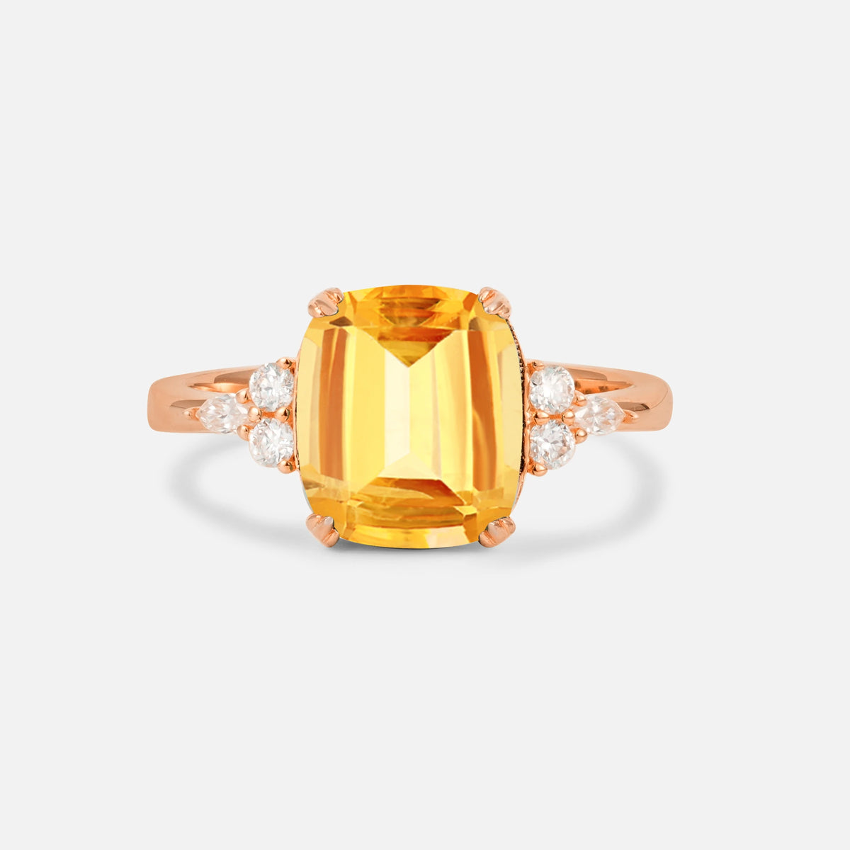 Cushion Cut Citrine Engagement Ring with Side Stones - Additional view