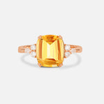Cushion Cut Citrine Engagement Ring with Side Stones - Additional view