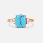 Cushion Cut Turquoise Engagement Ring with Side Stones - Additional view