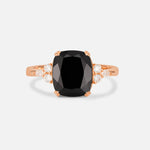 Cushion Cut Black Onyx Engagement Ring with Side Stones - Additional view