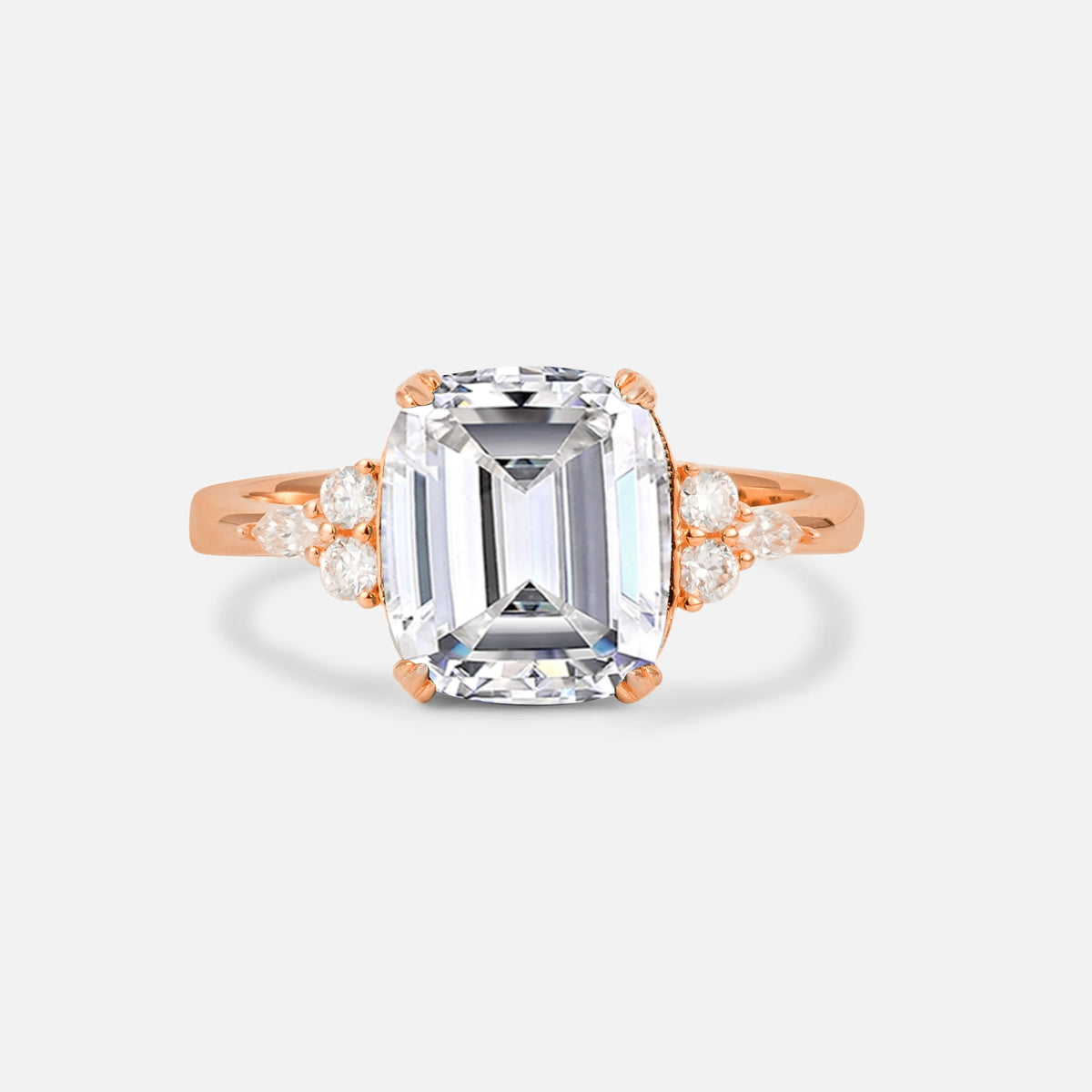 Cushion Cut Lab Diamond Engagement Ring with Side Stones - Additional view