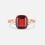 Cushion Cut Garnet Engagement Ring with Side Stones - Additional view