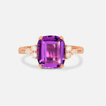 Cushion Cut Amethyst Engagement Ring with Side Stones - Additional view