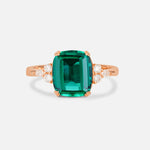 Cushion Cut Emerald Engagement Ring with Side Stones - Additional view