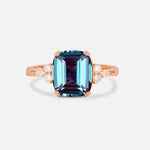 Cushion Cut Alexandrite Engagement Ring with Side Stones - Additional view