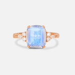 Cushion Cut Moonstone Engagement Ring with Side Stones - Additional view