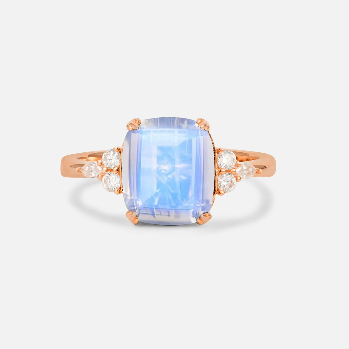 Cushion Cut Moonstone Engagement Ring with Side Stones - Additional view