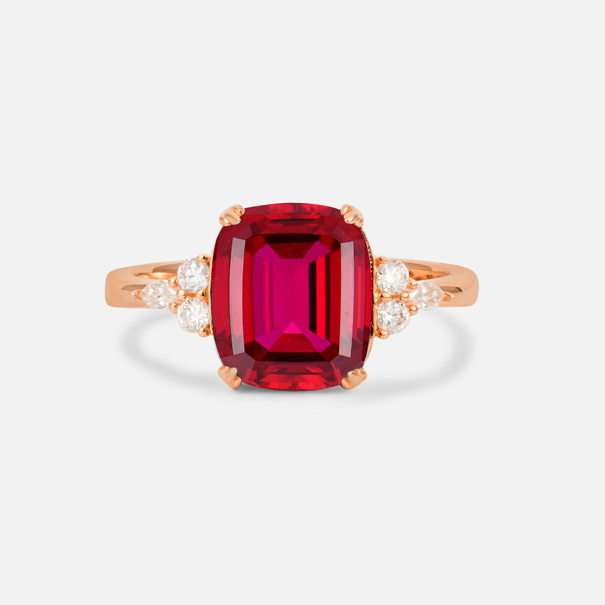 Cushion Cut Ruby Engagement Ring with Side Stones - Additional view