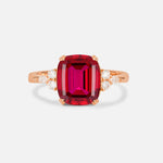 Cushion Cut Ruby Engagement Ring with Side Stones - Additional view