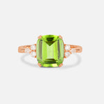 Cushion Cut Peridot Engagement Ring with Side Stones - Additional view