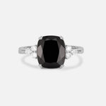 Cushion Cut Black Onyx Engagement Ring with Side Stones - Additional view