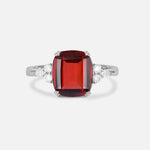 Cushion Cut Garnet Engagement Ring with Side Stones - Additional view