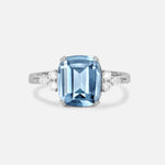 Cushion Cut Aquamarine Engagement Ring with Side Stones - Additional view