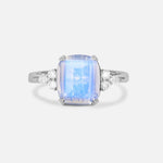Cushion Cut Moonstone Engagement Ring with Side Stones - Additional view