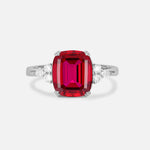 Cushion Cut Ruby Engagement Ring with Side Stones - Additional view
