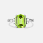 Cushion Cut Peridot Engagement Ring with Side Stones - Additional view