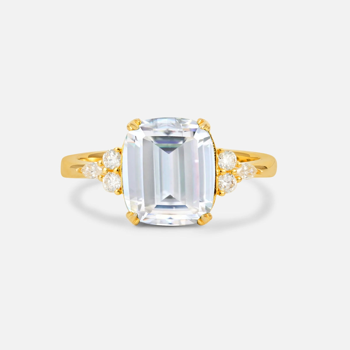 Cushion Cut Moissanite Engagement Ring with Side Stones - Additional view