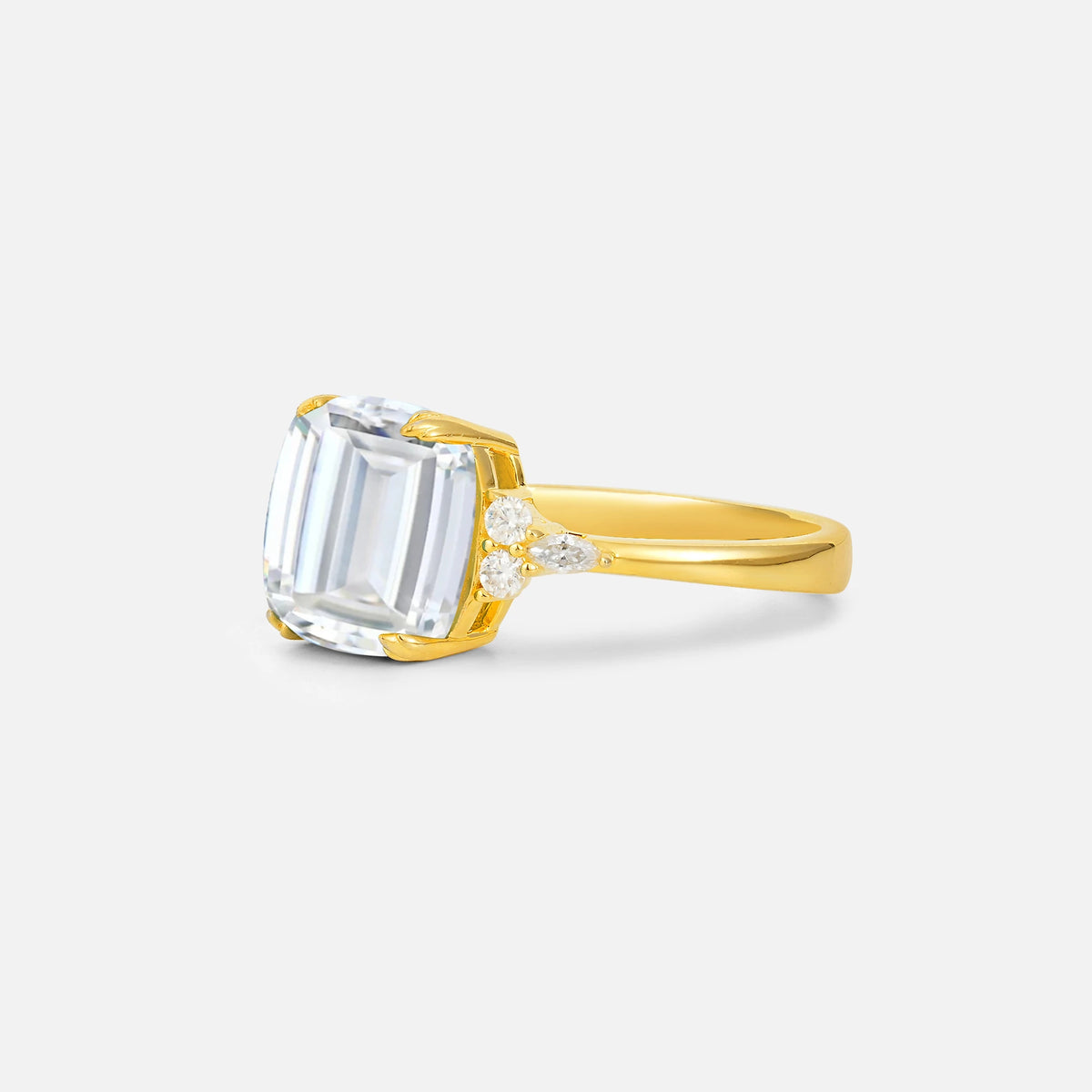 Cushion Cut Moissanite Engagement Ring with Side Stones - Additional view