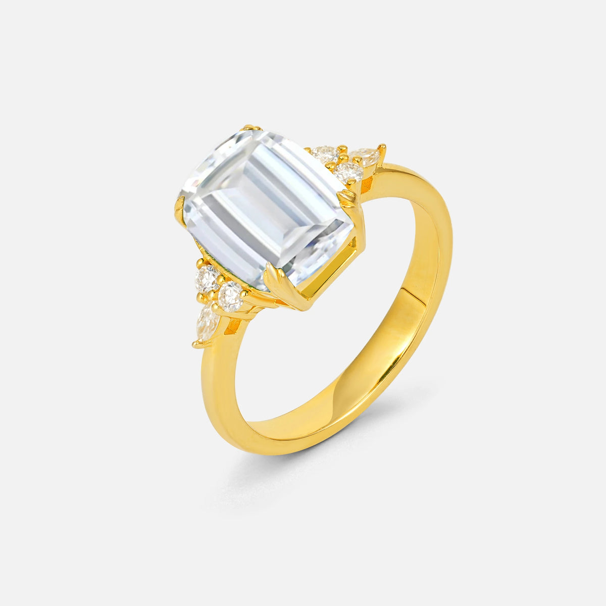 Cushion Cut Moissanite Engagement Ring with Side Stones - Additional view