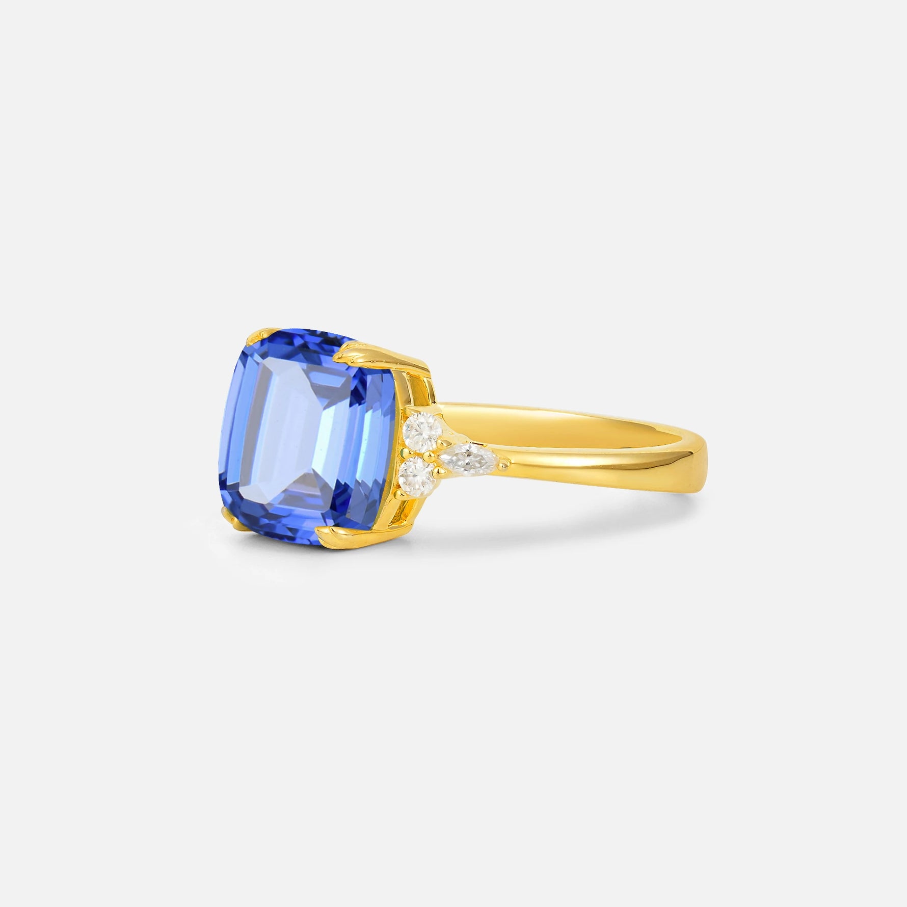 Cushion Cut Sapphire Engagement Ring with Side Stones - Additional view