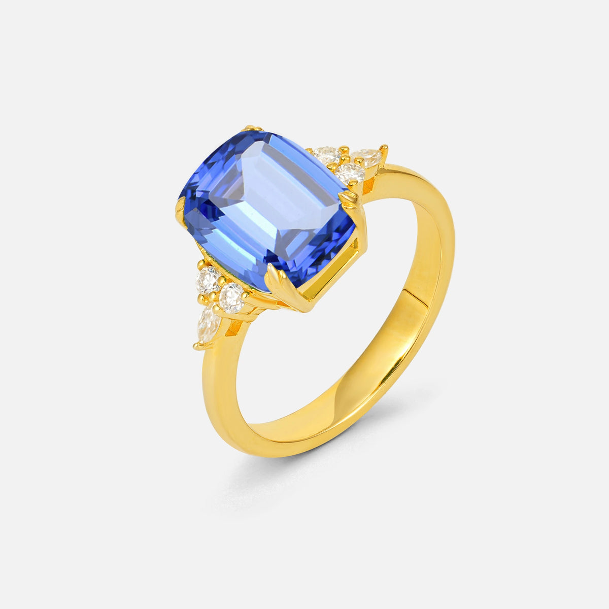Cushion Cut Sapphire Engagement Ring with Side Stones - Additional view