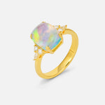 Cushion Cut Fire Opal Engagement Ring with Side Stones - Additional view