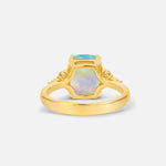 Cushion Cut Fire Opal Engagement Ring with Side Stones - Additional view